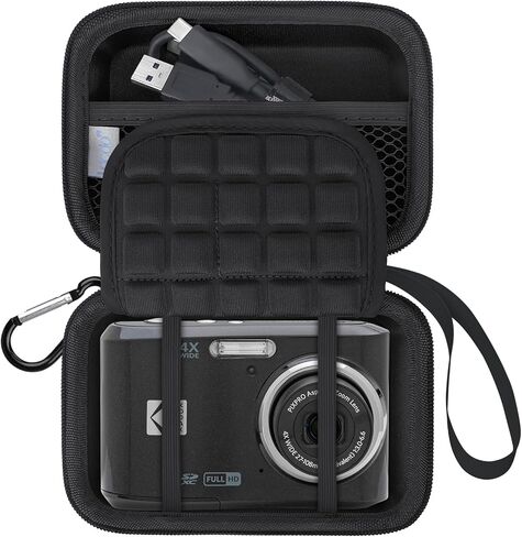 علبة كاميرا Lacdo متوافقة مع Kodak Pixpro FZ45 / FZ55 / FZ53 / FZ43 16MP VLOGGAGE CAMERT DIGITAGE ، BLACK EVA Storage Camera Storage ، BACTERS MESH POCKEN in Kuwait