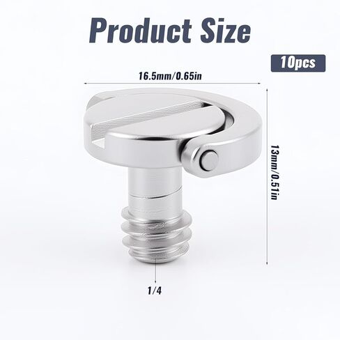 10 Pack Stainless Steel D Ring Screw Hinged Holder, 1/4"-20 Ring Camera Screws Tripod Camera Fixing Screwsfor Selfie Sticks, Gimbals, Quick Release Wrist Strap Mounting and Attachment in Kuwait