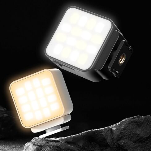 Yunseity Magnetic LED مصباح ملء لـ Osmo 3 ، 3 درجات حرارة ملونة ، USB C قابلة لإعادة الشحن مع ثقب المسمار 1/4 بوصة وحامل أحذية بارد لعمل Osmo 3 4 5 ، مقابل 360 × 4 (أسود) in Kuwait