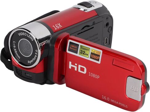 Video Camera Camcorder Full HD Camera Recorder 270° Rotation 2.7 Inch Color Screen 16X Zoom Digital Camcorders (Red) in Saudi Arabia