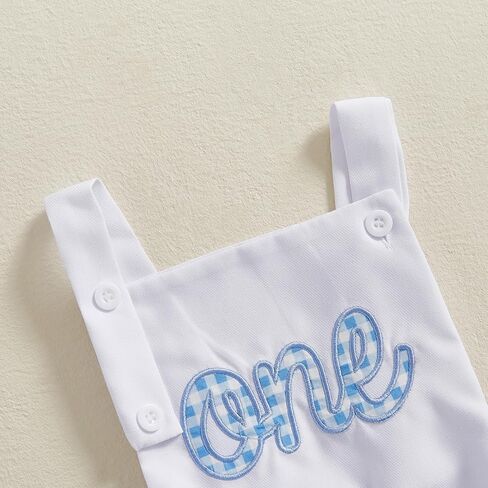 Newborn Baby Boy Girl One Birthday Overalls Romper My First Birthday Sleeveless Onesie Bodysuit Baby Clothes in Kuwait