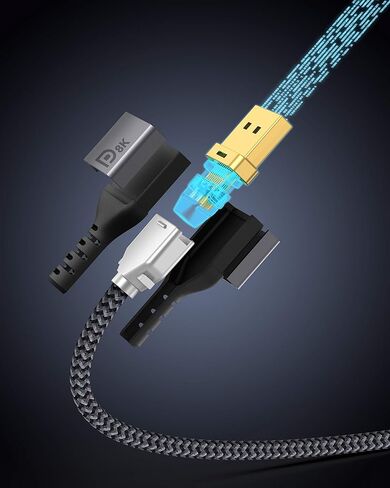 Maxonar VESA Certified DisplayPort 2.1 Cable, 6.6 ft/2M 16K DisplayPort Cable 2.0 Supports 80Gbps,16K@60Hz, 10K@60Hz, 8K@60Hz, 4K@165Hz, HDR, HDCP 2.2 for Gaming Monitor, TV, PC, Laptop in Saudi Arabia