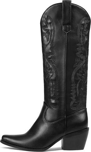 Erocalli Knee High Boots Women Cowgirl Cowboy Western Fall Chunky Block High Heel Tall Long Fashion Boot Side Zipper in Kuwait