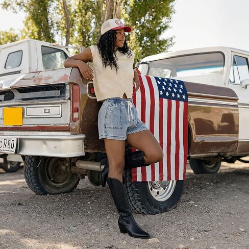 Erocalli Knee High Boots Women Cowgirl Cowboy Western Fall Chunky Block High Heel Tall Long Fashion Boot Side Zipper in Kuwait