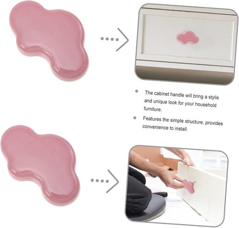Generic 4pcs Clouds Hold Hands Cabinet Knob Door Knobs Door Handle Cloud-Shaped Drawer Knobs Elegant Pull Handle Wardrobe Handle Cupboard Knob Cabinet Pull Handles Door Pull Handle, Pink in Saudi Arabia