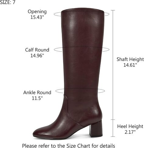 wetkiss Low Heel Knee High Boots for Women Regular Calf Friendly Side Zipper Almond Toe Faux Leather Comfortable Boots for Walking, Dancing, Standing for Long Periods With No Pain in Saudi Arabia
