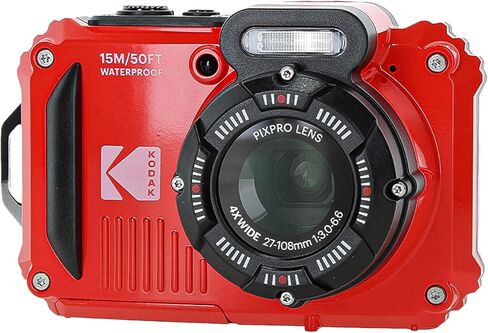 KODAK PIXPRO WPZ2 Rugged Waterproof Shockproof Dustproof WiFi Digital Vlogging Camera 16MP (Red) Bundle with 32GB Memory Card + Vlogger Tripod + Bag + Cleaning Kit + More Accessories in Saudi Arabia