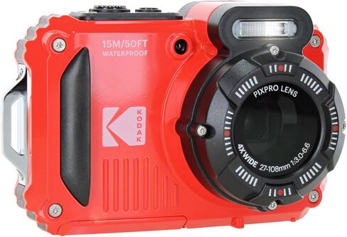 KODAK PIXPRO WPZ2 Rugged Waterproof Shockproof Dustproof WiFi Digital Vlogging Camera 16MP (Red) Bundle with 32GB Memory Card + Vlogger Tripod + Bag + Cleaning Kit + More Accessories in Saudi Arabia
