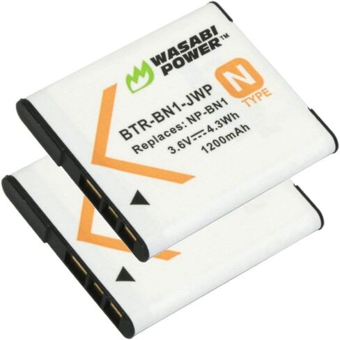 Wasabi Power Battery for Sony NP-BN1 (2-Pack) (Compatible with Cyber-Shot DSC-QX10, DSC-QX30, DSC-QX100, DSC-TX100V, DSC-TX200V, DSC-W800, DSC-W810, DSC-W830, DSC-WX150, DSC-WX220 & More) in Saudi Arabia