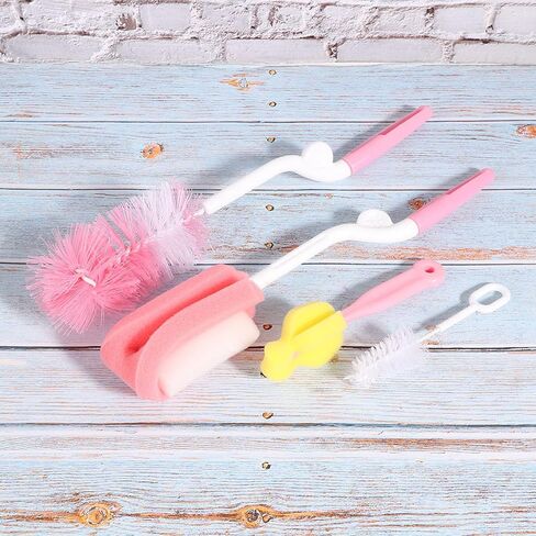 Akozon Akozon 5pcs مجموعة فرشاة تنظيف زجاجة الأطفال - Sponge Soft Sponge و Nylon لتغذية الزجاجات والقش ورعاية الحلمة - أدوات تنظيف متعددة الوظائف لسهولة الاستخدام in Saudi Arabia