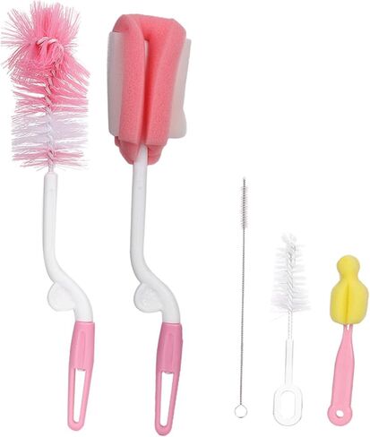 Akozon Akozon 5pcs مجموعة فرشاة تنظيف زجاجة الأطفال - Sponge Soft Sponge و Nylon لتغذية الزجاجات والقش ورعاية الحلمة - أدوات تنظيف متعددة الوظائف لسهولة الاستخدام in Saudi Arabia