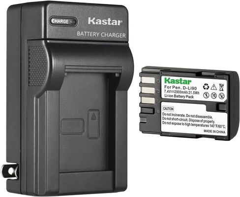 Kastar D-Li90 AC Wall Battery Charger استبدال لـ Pentax D-Li90 ، البطارية ، Pentax D-BC90 ، K-BC90 ، Pentax 39830 ، 39835 Charger ، Pentax 645Z IR ، K-01 ، K-1 ، K-3 II ، K-3 Mark III ، K-5 II ، K-7 II in Saudi Arabia