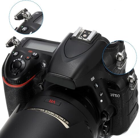 حلقة حبال حزام الكاميرا ، 6pcs مثلث معدني محول حلقة مقسمة مع غطاء بلاستيكي عالمي لنيكون ل fujifilm ل pentax لحزام كاتبة الكاميرا لايكا ، والفضة أسود in Kuwait