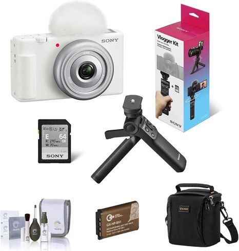 Sony ZV-1F Vlogging Camera, White Bundle with ACCVC1 Vlogger Accessory Kit, Extra Battery, Shoulder Bag, Cleaning Kit in Saudi Arabia
