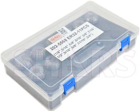 SHARS ER32 COLLET 11 PCS SET ، 1/8-3/4 "نطاق الحجم .0003" TIR 202-5568 S [ in Saudi Arabia