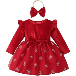 KUCNUZKI طفلة طفلة ملابس الخريف عطلة حفلة فيلفيت تول فستان الشتاء لطيف الأكمام الطويلة فتيات الفتيات in Kuwait