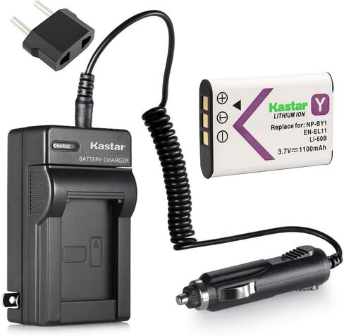 Kastar Battery and Charger Replacement for NP-BY1 EN-EL11 LI-60B DLI-78 DB-L70 DB-80 Action Cam Mini HDR-AZ1 Coolpix S550 S560 E-370 Optio L50 M50 M60 V20 W60 W80 in Saudi Arabia