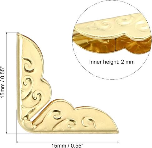 15mm Metal Book Corners, 80pcs Photo Corners Book Corners Protector Retro Metal Decorative for Crafting Scrapbook Photo Album Book Binding, Gold Tone in Saudi Arabia