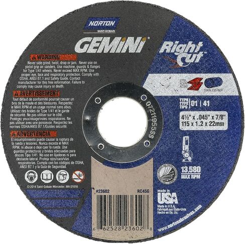 4-1/2"X.045"X 7/8" GEMINI RIGHT CUT T-01 (PACKAGE: 25) (Package Size: 1) in Saudi Arabia