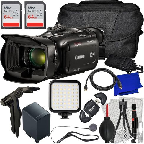 Ultimaxx Essential Canon G70 Camcorder -يشمل: بطاقات ذاكرة فائقة 64 جيجا بايت ، بطارية احتياطية ، مجموعة مصباح LED فائقة الفطريات ، ثلاثي القوائم من الطاولة 6.5 بوصة ، حقيبة أدوات مقاومة للماء ومزيد in Saudi Arabia