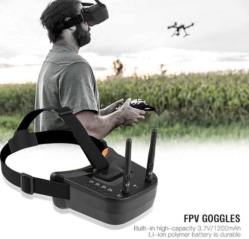 Fosa 5.8ghz Mini FPV Goggles 3 بوصة 40CH FPV نظارات سماعة الفيديو 480 * 320 شاشة LCD مع هوائي مزدوج RP SMA وبنيت في بطارية 1200mAh لسباق FPV Drone Drone in Kuwait