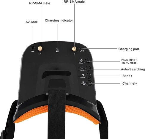Fosa 5.8ghz Mini FPV Goggles 3 بوصة 40CH FPV نظارات سماعة الفيديو 480 * 320 شاشة LCD مع هوائي مزدوج RP SMA وبنيت في بطارية 1200mAh لسباق FPV Drone Drone in Kuwait