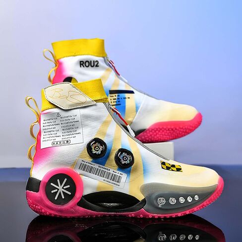 Mens and Womens High Top Buckle Closed Basketball Sneakers Comfortable Breathable Casual Walking Shoes High Elasticity Running Shoes Tennis Shoes Tennis Competition Shoes Non Slip High Jump Sneakers in Kuwait