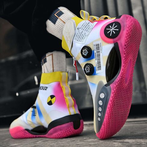 Mens and Womens High Top Buckle Closed Basketball Sneakers Comfortable Breathable Casual Walking Shoes High Elasticity Running Shoes Tennis Shoes Tennis Competition Shoes Non Slip High Jump Sneakers in Kuwait