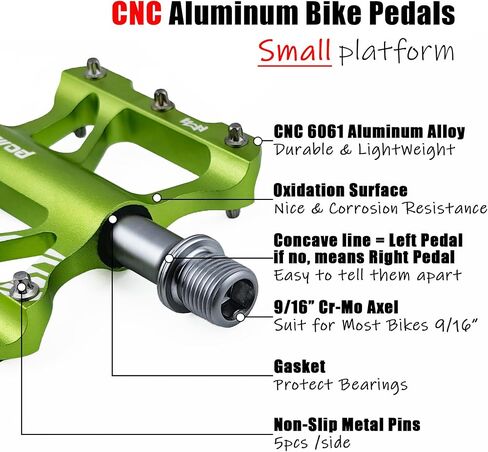 Bicycle Pedals Mountain Bike Pedals Small, Lightweight Flat CNC Aluminum Alloy MTB Pedals w 9/16" Cr-Mo Spindle 2 Bearings for Ebike City Clipless Pedals Road Bike Pedals Replacement in Saudi Arabia