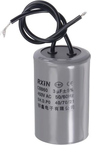 مكثف تشغيل Uxcell CBB60 15 فائق التوهج 450 فولت تيار متردد 2 أسلاك 50/60 هرتز اسطوانة 74x38 مللي متر لمحرك مضخة المياه ضاغط الهواء in Kuwait