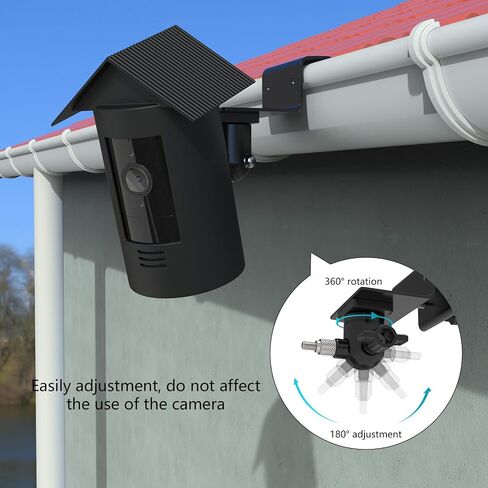 Gutter Mount with Silicone Skin Protective Cover Compatible with R-ing Stick Up Cam Plug-in/R-ing Outdoor Cam (Stick Up Cam),Weatherproof Housing Outdoor Security Camera Bracket (Black) in Saudi Arabia