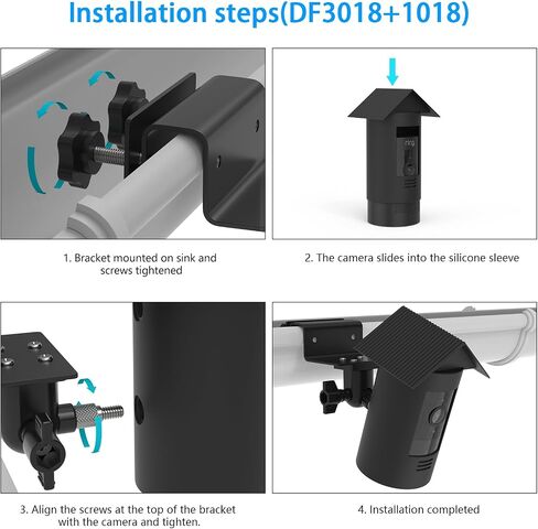 Gutter Mount with Silicone Skin Protective Cover Compatible with R-ing Stick Up Cam Plug-in/R-ing Outdoor Cam (Stick Up Cam),Weatherproof Housing Outdoor Security Camera Bracket (Black) in Saudi Arabia