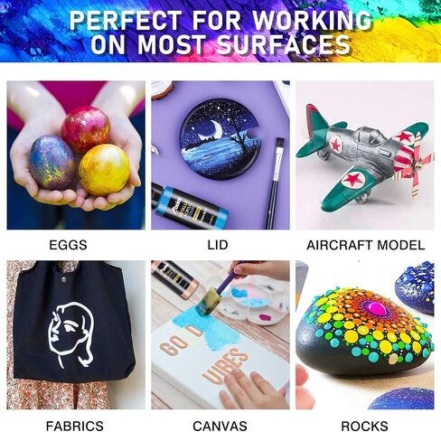 ABEIER Acrylic Paint Set, 24 Colors (60ml/2oz) with 12Paint Brushes, Non-Toxic, Waterproof, Strong Coverage for Kids Adults Beginners Students, Painting on Canvas Stone Wood Fabric Rocks Ceramic in Kuwait