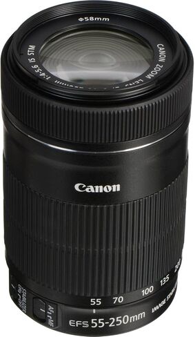 Canon EF-S 55-250mm f/4-5.6 is STM Lens for Canon EF-S-Mount APS-C DSLRs + UV Filter + Dust Blower + Sensor Brush Pen + Cap Keeper (8pc Bundle) (Renewed), Black in Saudi Arabia