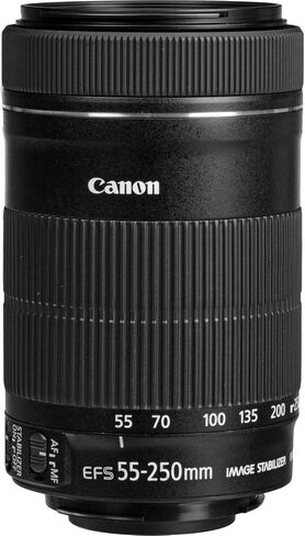 Canon EF-S 55-250mm f/4-5.6 is STM Lens for Canon EF-S-Mount APS-C DSLRs + UV Filter + Dust Blower + Sensor Brush Pen + Cap Keeper (8pc Bundle) (Renewed), Black in Saudi Arabia