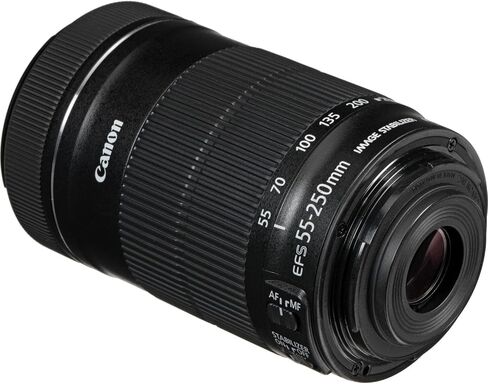 Canon EF-S 55-250mm f/4-5.6 is STM Lens for Canon EF-S-Mount APS-C DSLRs + UV Filter + Dust Blower + Sensor Brush Pen + Cap Keeper (8pc Bundle) (Renewed), Black in Saudi Arabia