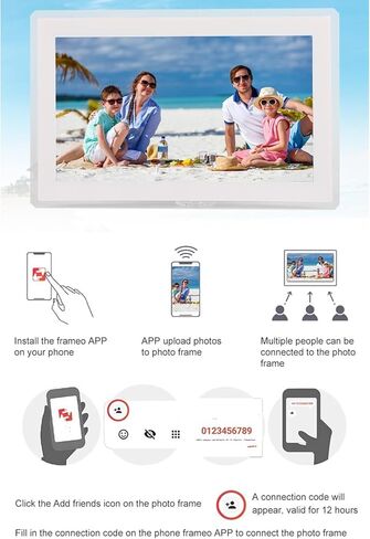 15.6 بوصة إطار صورة رقمي كبير ، 32 جيجابايت HD Wi Fi إلكترونية إطار إطار عرض شرائح مع عرض الوقت وضع السكون تلقائي إطار صور الفيديو الذكية للمنزل in Kuwait