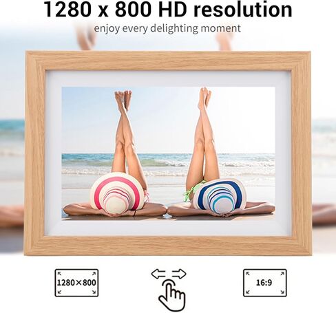 إطار صورة رقمي رقمي 10 بوصة ، 1280 × 800 شاشة تعمل باللمس تلقائيًا تدوير Wi Fi إطار صور الفيديو الرقمي مع مكبر صوت 16 جيجا بايت عرض شرائح إطار إلكتروني إلكتروني صغير in Kuwait