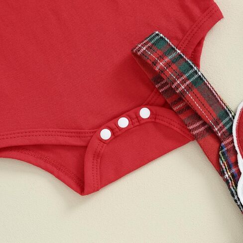 Newborn Baby Girl Christmas Outfit Ruffle Sleeve Plaid Skirt Set Soild Romper Bodysuit 3Pcs Winter Clothes in Saudi Arabia