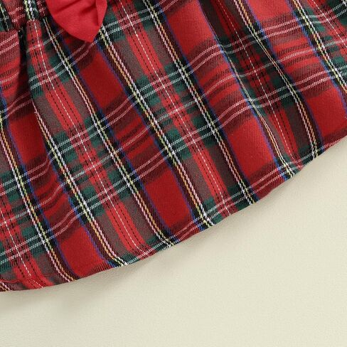 Newborn Baby Girl Christmas Outfit Ruffle Sleeve Plaid Skirt Set Soild Romper Bodysuit 3Pcs Winter Clothes in Saudi Arabia