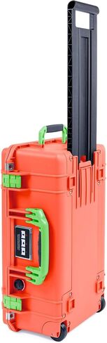 Pelican Orange & Lime Green 1535 Air Case. يأتي فارغًا وعجلات. حمل. in Kuwait