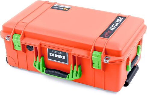 Pelican Orange & Lime Green 1535 Air Case. يأتي فارغًا وعجلات. حمل. in Kuwait