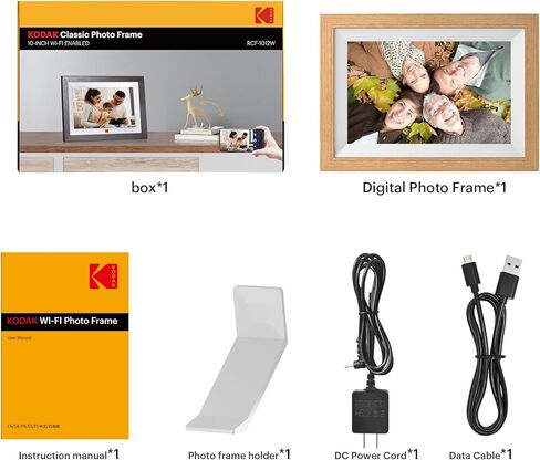 Kodak Classic 10 "إطار الصورة الرقمية ، وإنهاء الخشب البقر ، إطار صور ذكي ممكّن من شبكة Wi-Fi مع مشاركة عن بُعد ، عرض تلقائي وشاشة HD in Saudi Arabia