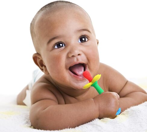 عصا أنبوب زهرة teether من أجل الطفل-سنت السيليكون مزخرفة التسنين مع مقبض قبضة ، حلقة مستديرة مدمجة للمقطع ، تصل إلى اللثة الأمامية والأضراس الخلفية | الهدايا وتخزين الحشو in Saudi Arabia