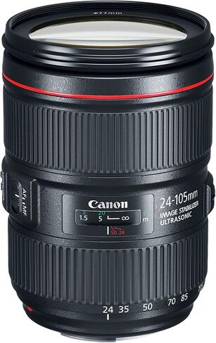 Canon EF 24-105mm f/4L is II USM Lens for Canon EF-Mount APS-C DSLRs + Lens Case + 3 PC Filters + Hood + Dust Blower + Sensor Brush Pen + Cap Keeper + More (12pc Bundle) (Renewed), Black in Saudi Arabia