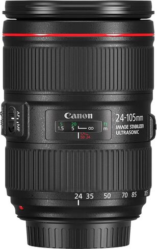 Canon EF 24-105mm f/4L is II USM Lens for Canon EF-Mount APS-C DSLRs + Lens Case + 3 PC Filters + Hood + Dust Blower + Sensor Brush Pen + Cap Keeper + More (12pc Bundle) (Renewed), Black in Saudi Arabia