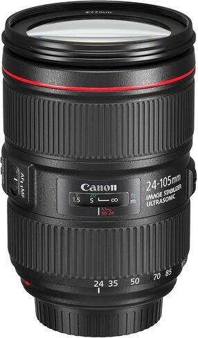 Canon EF 24-105mm f/4L is II USM Lens for Canon EF-Mount APS-C DSLRs + Lens Case + 3 PC Filters + Hood + Dust Blower + Sensor Brush Pen + Cap Keeper + More (12pc Bundle) (Renewed), Black in Saudi Arabia