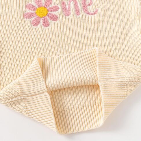 Toddler Baby Girls Boys First Birthday One Knit Sweater, Cute Infant Daisy Design Outfit Top Sweatshirt Fall Winter Clothes in Saudi Arabia