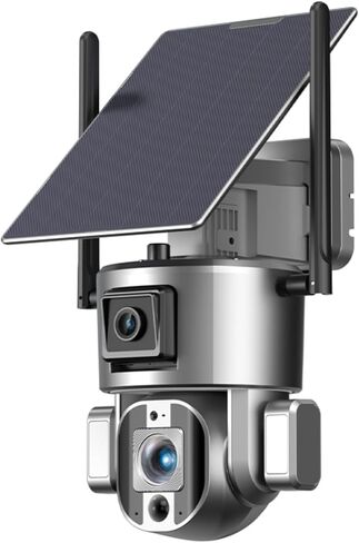 4K Camera Solar Security Camera Outdoor Wireless ، 360 ° PTZ Auto Tracking ، 20x Zoom & Pir Motion ، 4G/WiFi IP66 ، 20000mAh بطارية ، رؤية ليلية ملونة للأمن المنزلي (4G (20x)) in Kuwait