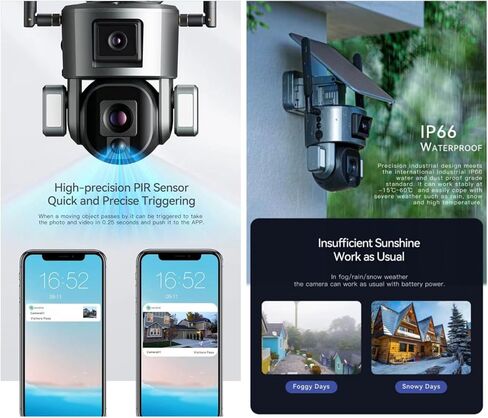 4K Camera Solar Security Camera Outdoor Wireless ، 360 ° PTZ Auto Tracking ، 20x Zoom & Pir Motion ، 4G/WiFi IP66 ، 20000mAh بطارية ، رؤية ليلية ملونة للأمن المنزلي (4G (20x)) in Kuwait